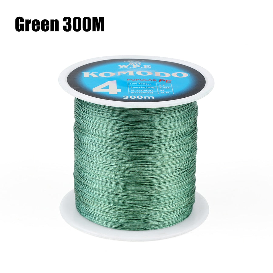 W.P.E KOMODO Series Braided Fishing Line 4 Strands 100M 150M 300M PE Braided Fishing Wire 0.6#-4.0# 10-40lb Carp Fishing Tackle - Quid Mart