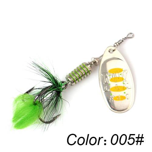 FTK 1pc Spinner Bait 7.5g 12g 17.5g Hard Spoon Bass Lures Metal Fishing Lure With Feather Treble Hooks For Pike Fishing - Quid Mart