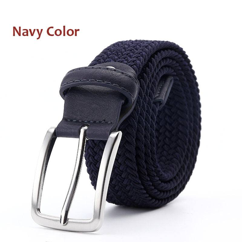 Belt Elastic For Men Leather Top Tip Male Military Tactical Strap Canvas Stretch Braided Waist Belts 1-3/8" Wide Wholesale - Quid Mart