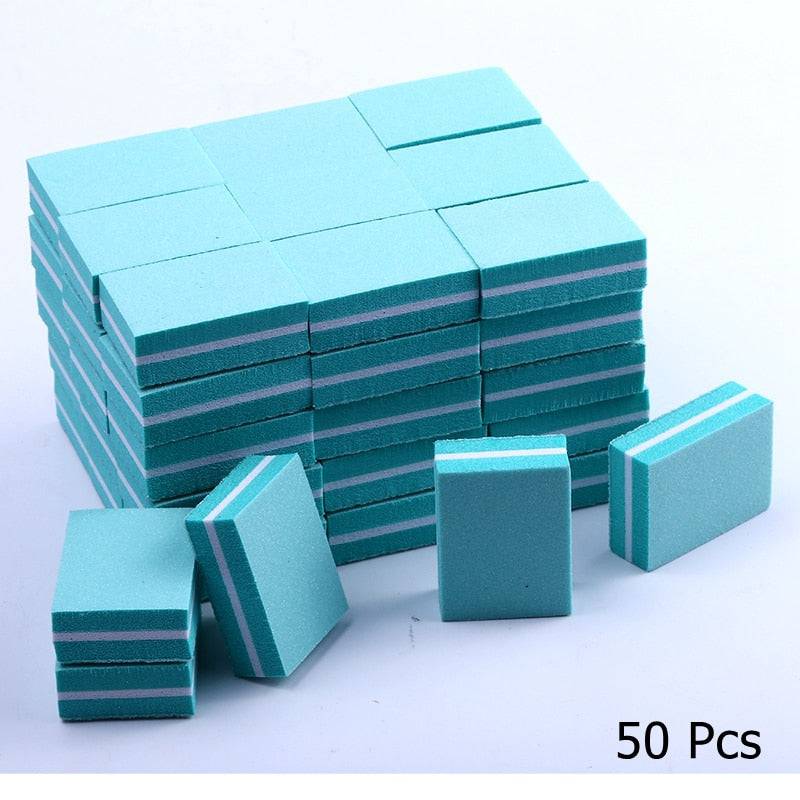 10/25/50pcs lot Double-sided Mini Nail File Blocks Colorful Sponge Nail Polish Sanding Buffer Strips Polishing Manicure Tools - Quid Mart