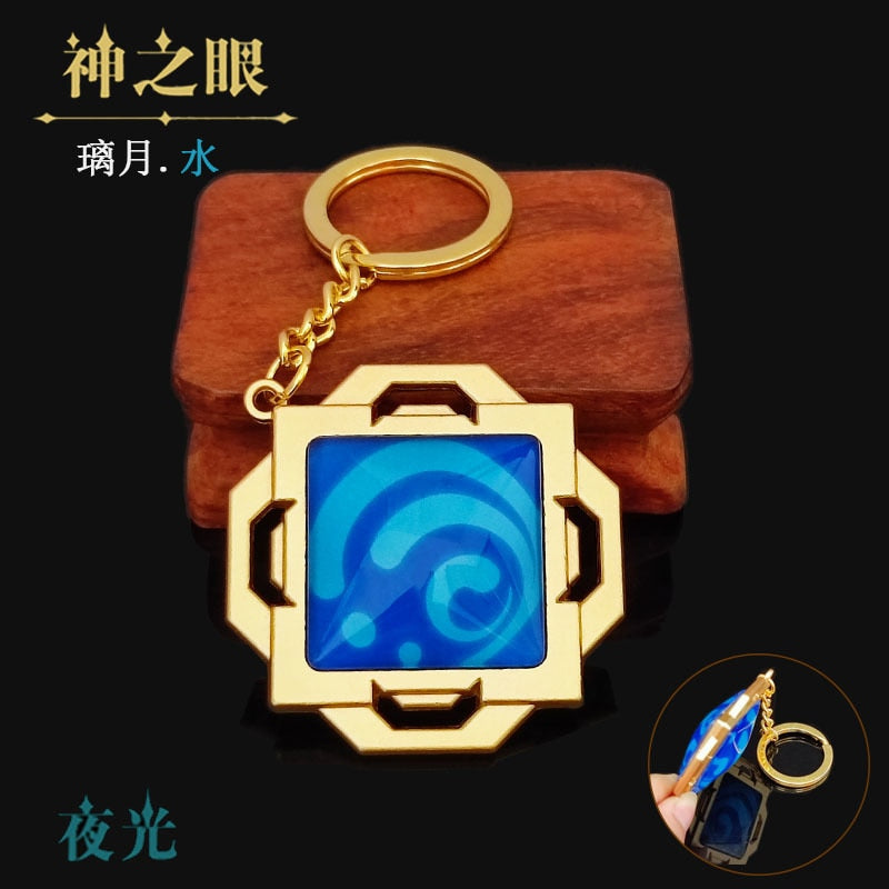 Game Genshin Impact Vision Lnazuma Ganyu Keqing Wendi Xiao Keychain Luminous 7 Element Weapons Eye Of Original God Toy KeyRing - Quid Mart