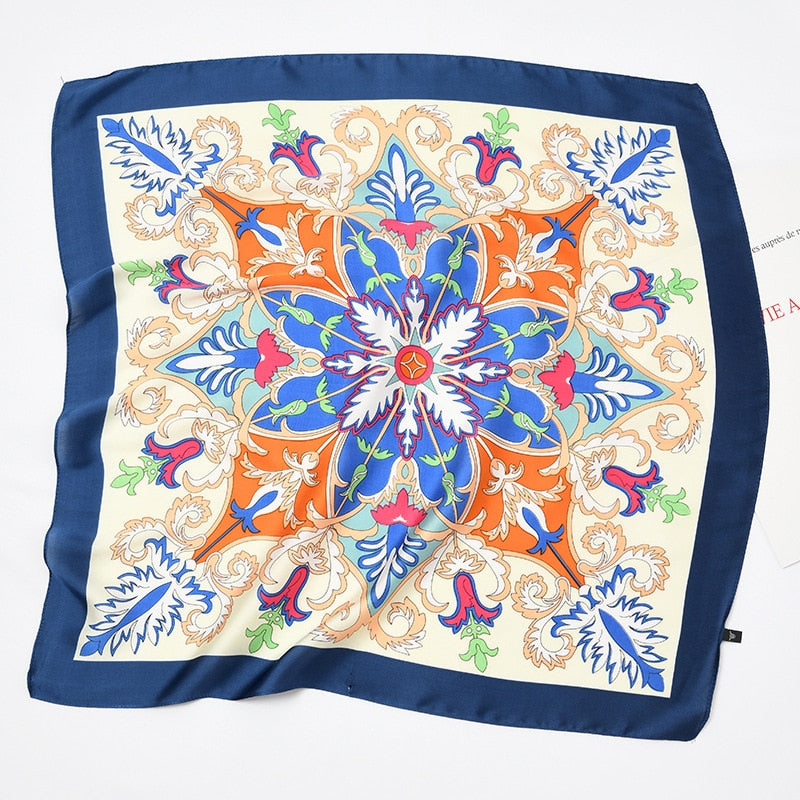 Satin Scarf: Luxury Designer, Retro Paisley Print, Small Bag Wrap for Women - Quid Mart