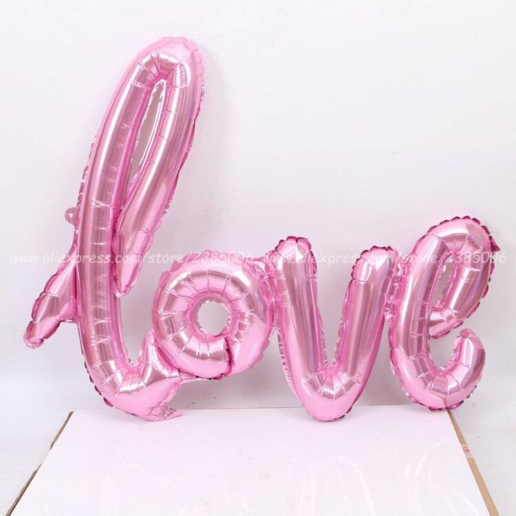 Ligatures Love Letter Foil Balloon Anniversary Wedding Valentines Birthday Party Decoration Champagne Cup Photo Props - Quid Mart