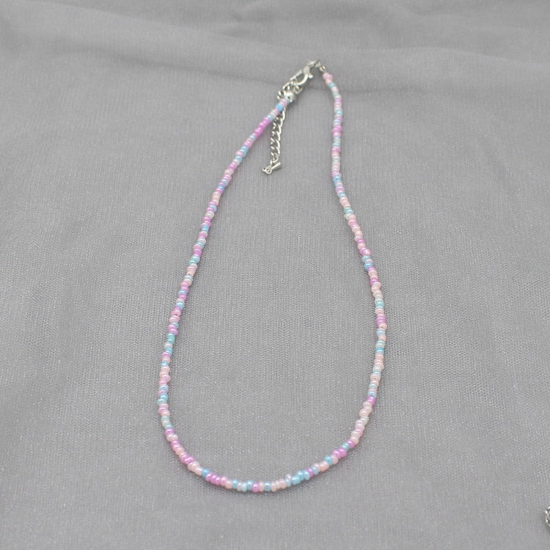 Simple Seed Beads Strand Choker Necklace Women String  Collar Charm Colorful Handmade Bohemia Collier Femme Jewelry Gift - Quid Mart