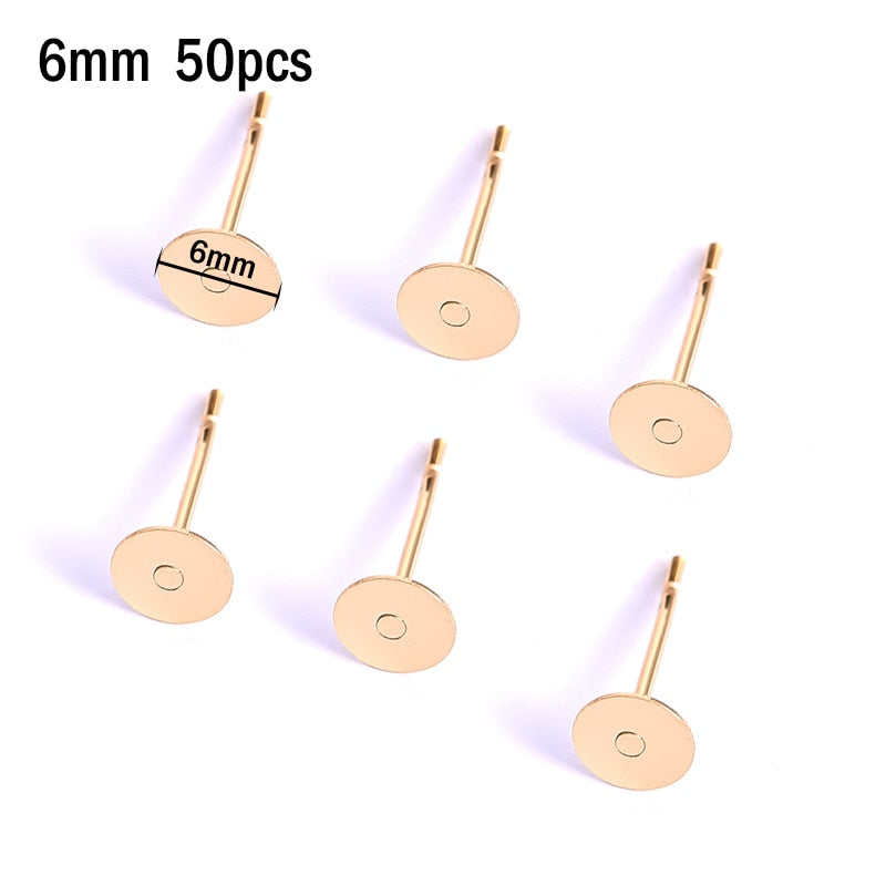 20pcs Stainless Steel Dia 4/5/6/8/10mm Stud Earrings Back Plug Ear Pins Ball Needles for DIY Jewelry Making Findings - Quid Mart