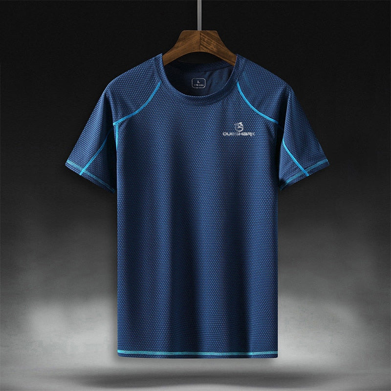 QUESHARK Men's Quick-Dry Running Tee: Ultralight & Breathable for Fitness - Quid Mart