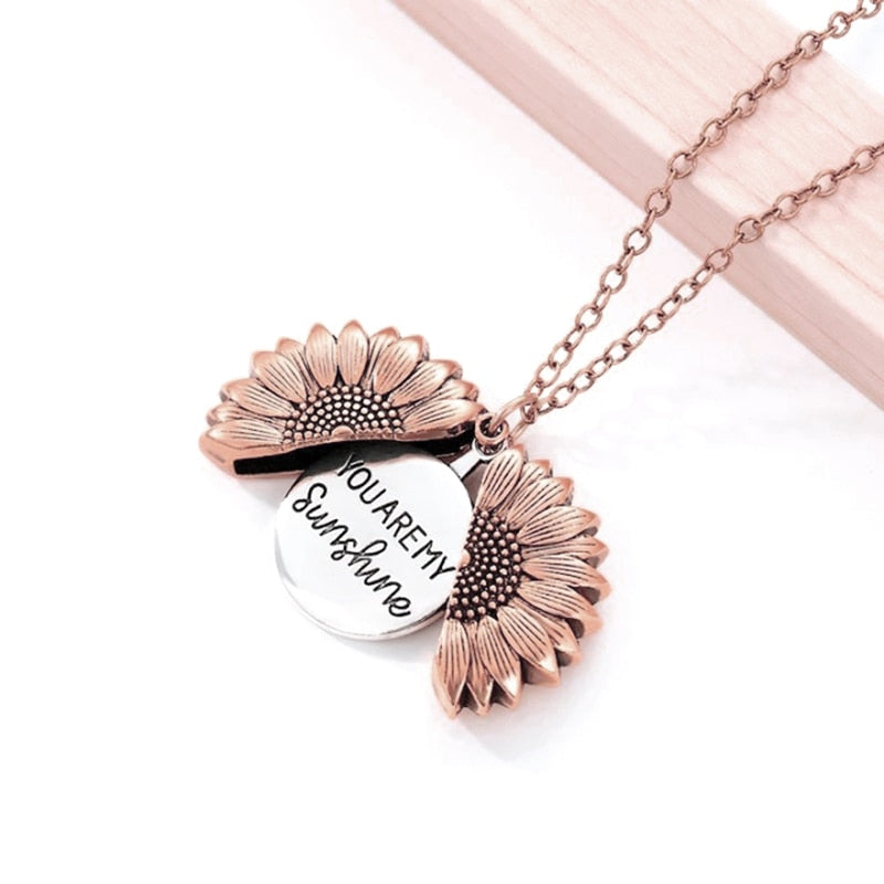 You Are My Sunshine Necklaces For Women Men Lover Gold Color Sunflower Necklace Pendant Jewelry Birthday Gift For Girlfriend Mom - Quid Mart