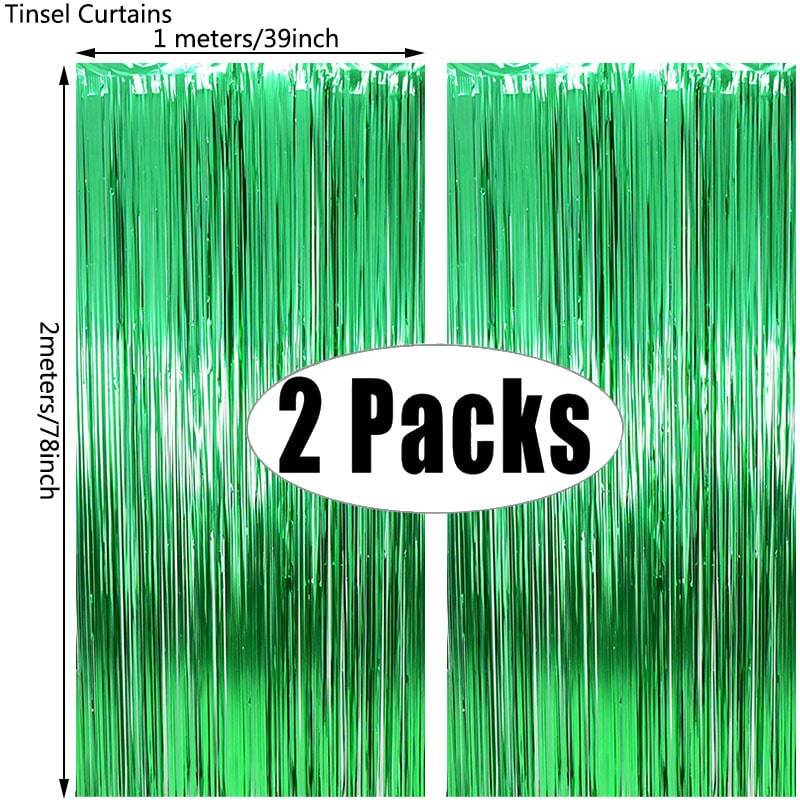 2Pack Party Backdrop Metallic Foil Fringe Tinsel Curtain Adult Kids Birthday Party Wedding Decoration Baby Shower Favor Supplies - Quid Mart