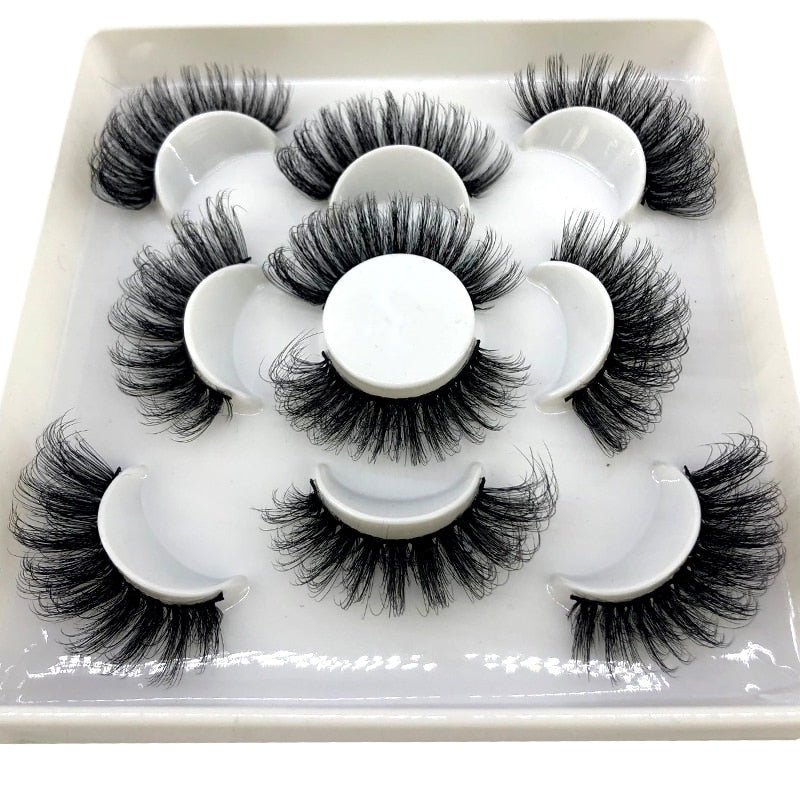 2023 New 5 pairs natural false eyelashes fake lashes long makeup 3d mink lashes eyelash extension mink eyelashes short eyelashes - Quid Mart