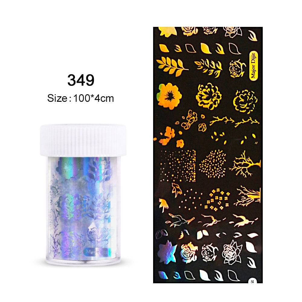 4*100cm/Roll Holographic Nail Foil Flame Dandelion Panda Bamboo Holo Nail Art Transfer Sticker Water Slide Nail Art Decals - Quid Mart