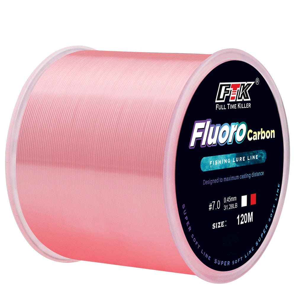 FTK 120m Fishing Line 0.2mm-0.6mm 7.15LB-45LB Fluorocarbon Coating Treatment Process Carbon Surface Nylon Molecules - Quid Mart