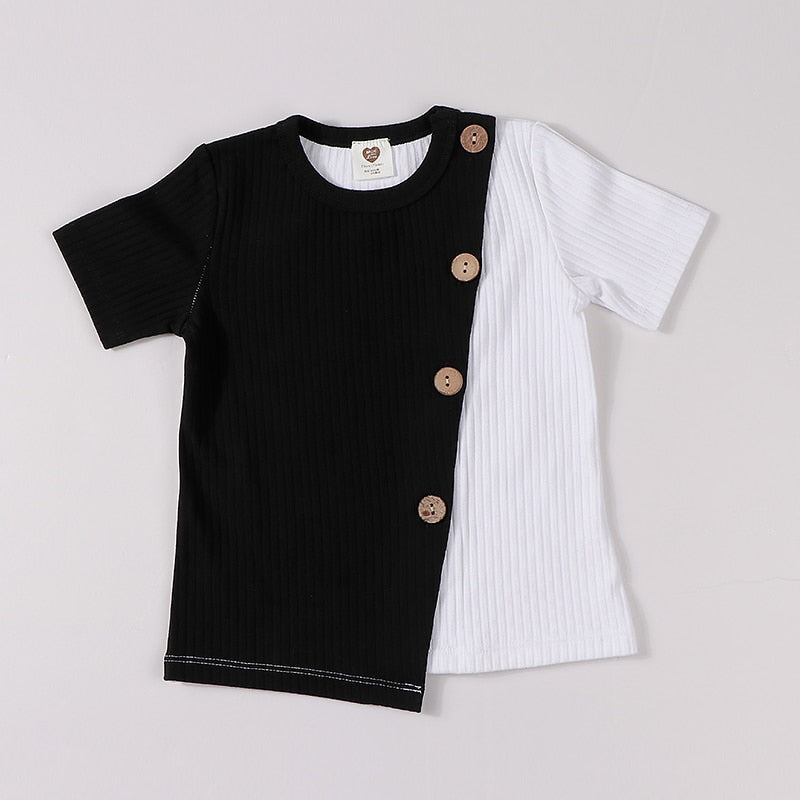 Kids T-shirt: Round Neck, Short Sleeves, Stylish, Ribbed - Quid Mart