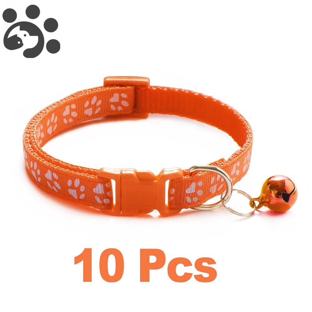 10Pcs Wholesale With Bell Collars Delicate Safety Casual Nylon Dog Collar Neck Strap Fashion Adjustable Bell Pet Cat Dog Collar - Quid Mart