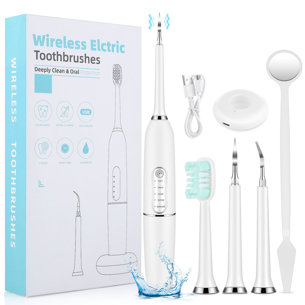 Electric Sonic Dental whitener Scaler Teeth Whitening kit teeth Calculus Tartar Remover Tools Cleaner Tooth Stain Oral Care - Quid Mart