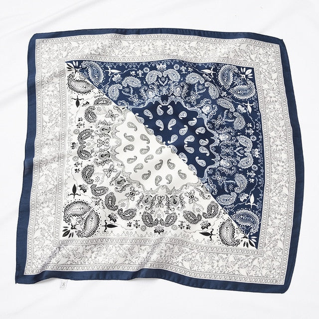 Satin Scarf: Luxury Designer, Retro Paisley Print, Small Bag Wrap for Women - Quid Mart