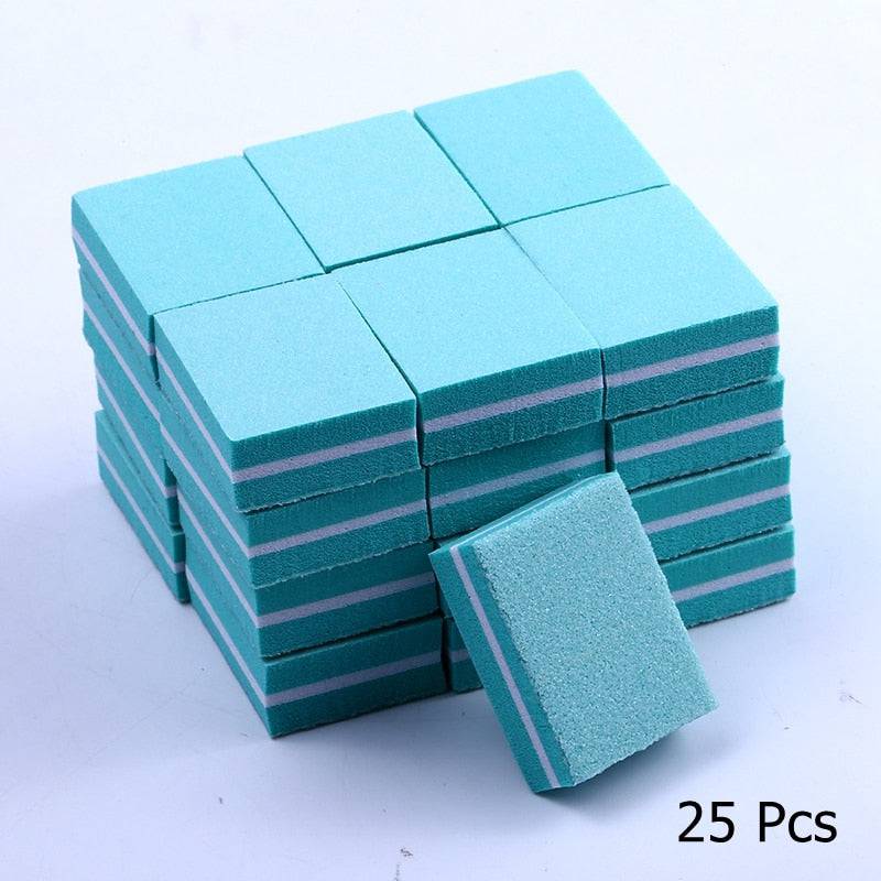 10/25/50pcs lot Double-sided Mini Nail File Blocks Colorful Sponge Nail Polish Sanding Buffer Strips Polishing Manicure Tools - Quid Mart