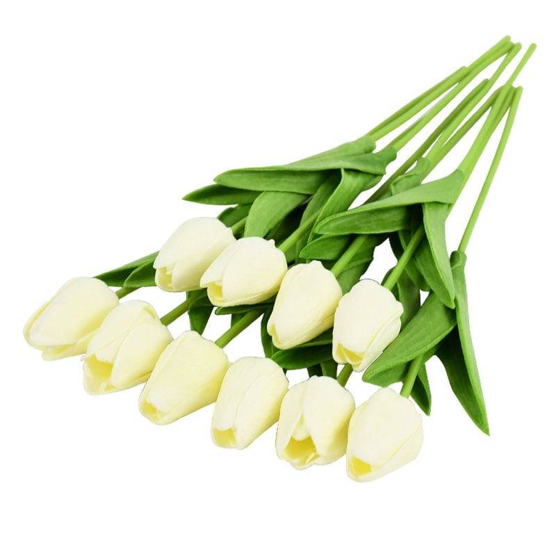 10 Real Touch Tulip Bouquets - PE Fake Flowers for Wedding, Home, and Garden Decor - Quid Mart