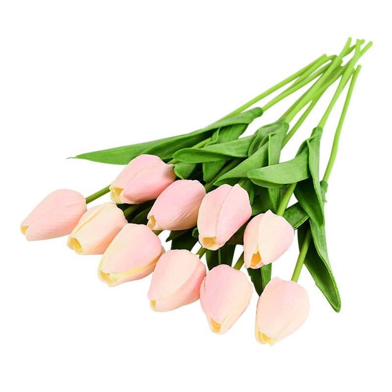 10 Real Touch Tulip Bouquets - PE Fake Flowers for Wedding, Home, and Garden Decor - Quid Mart