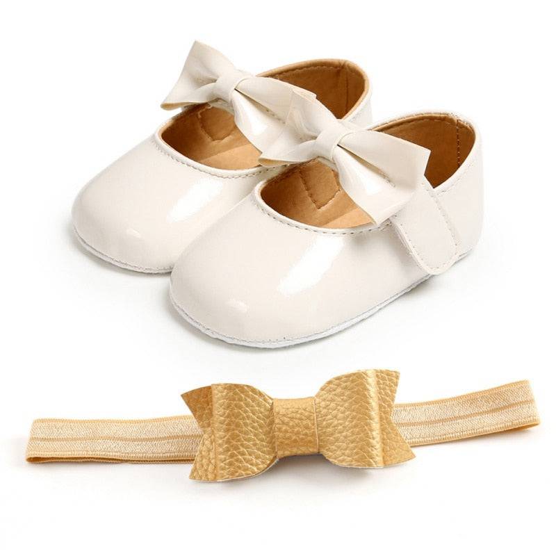 Sequins Baby Shoes: Leather Toddler First Walkers and Headband - Quid Mart