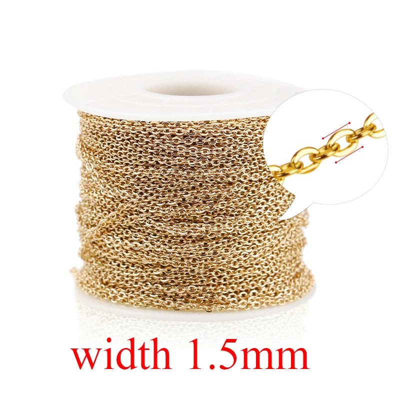 2m Stainless Steel Cable Rose Gold Chain Silver Chains Necklace for Diy Jewelry Making Supplies Bulk Items Wholesale Lots Rope - Quid Mart