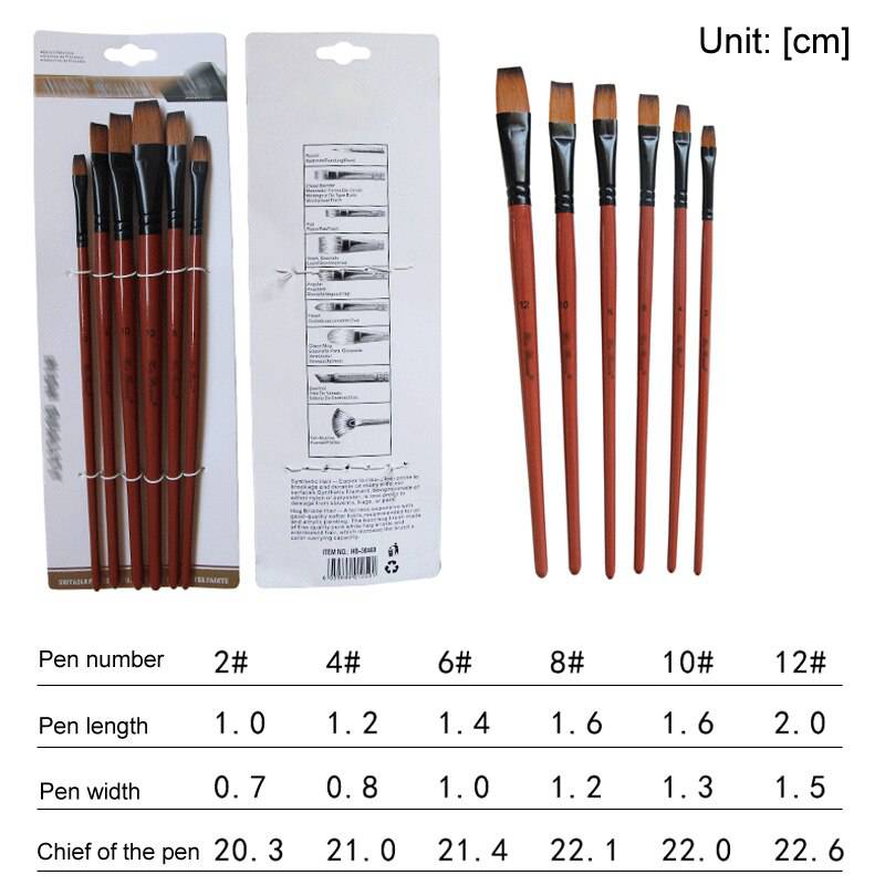 5Pcs/6pcs Artist Paint Brush Set High Quality Nylon Hair Wood Black Handle Watercolor Acrylic Oil Brush Painting Art Supplies - Quid Mart