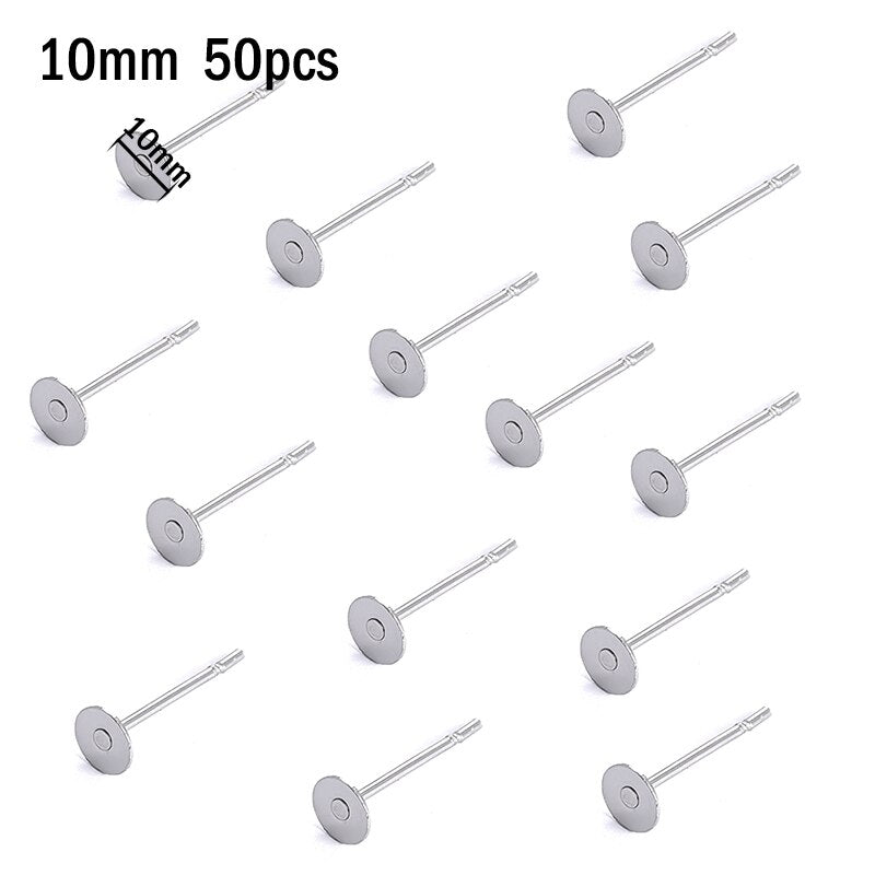 20pcs Stainless Steel Dia 4/5/6/8/10mm Stud Earrings Back Plug Ear Pins Ball Needles for DIY Jewelry Making Findings - Quid Mart