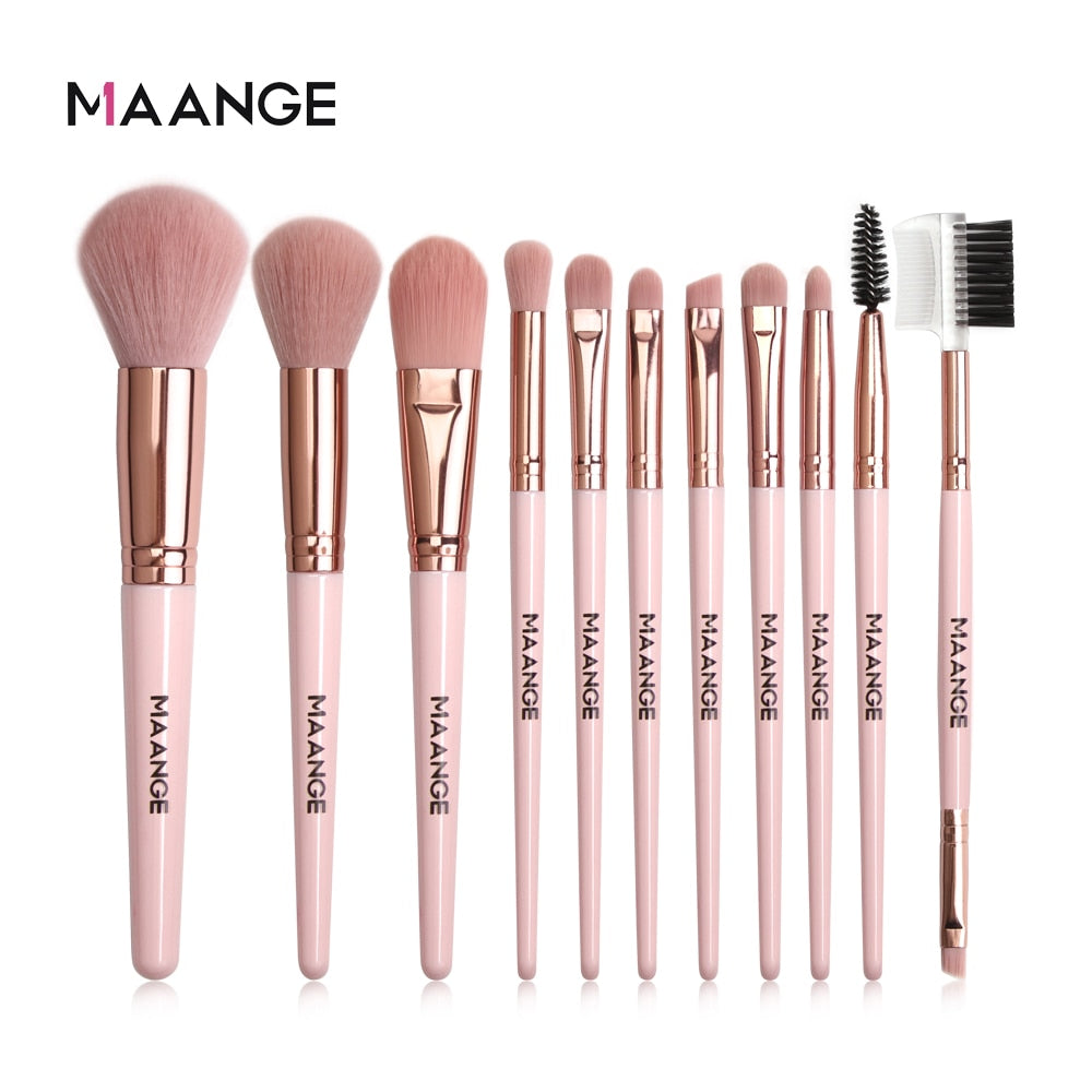 MAANGE Makeup Brushes Pro Pink Brush Set Powder EyeShadow Blending Eyeliner Eyelash Eyebrow Make up Beauty Cosmestic Brushes - Quid Mart