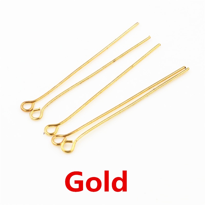 200pcs/bag 16 20 25 30 35 40 45 50mm Eye Head Pins Classic 7 colors Plated Eye Pins For Jewelry Findings Making DIY Supplies - Quid Mart