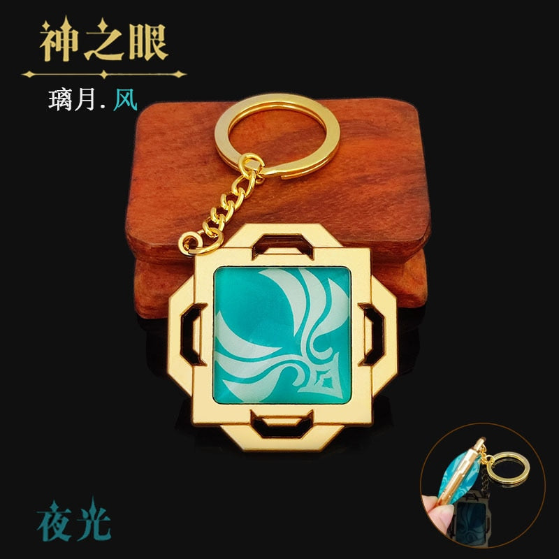 Game Genshin Impact Vision Lnazuma Ganyu Keqing Wendi Xiao Keychain Luminous 7 Element Weapons Eye Of Original God Toy KeyRing - Quid Mart