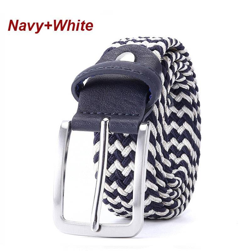 Belt Elastic For Men Leather Top Tip Male Military Tactical Strap Canvas Stretch Braided Waist Belts 1-3/8" Wide Wholesale - Quid Mart