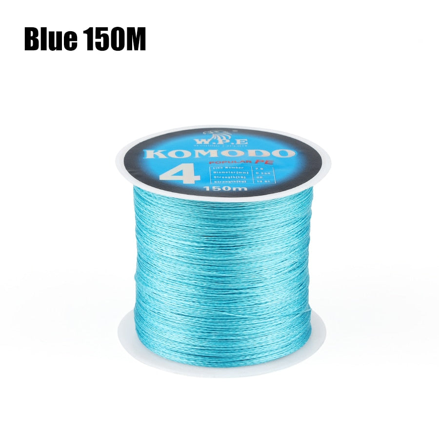 W.P.E KOMODO Series Braided Fishing Line 4 Strands 100M 150M 300M PE Braided Fishing Wire 0.6#-4.0# 10-40lb Carp Fishing Tackle - Quid Mart