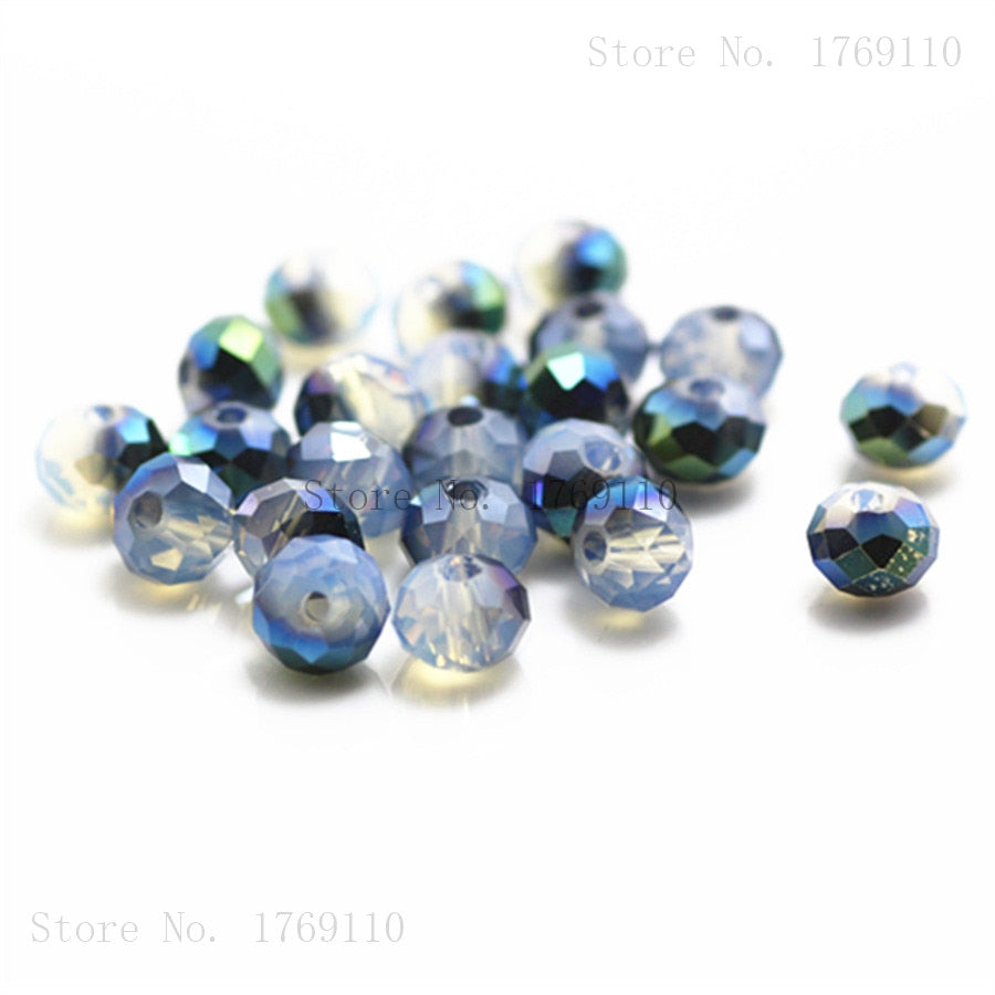 Isywaka Light Blue Colors 4*6mm 50pcs Rondelle  Austria faceted Crystal Glass Beads Loose Spacer Round Beads for Jewelry Making - Quid Mart