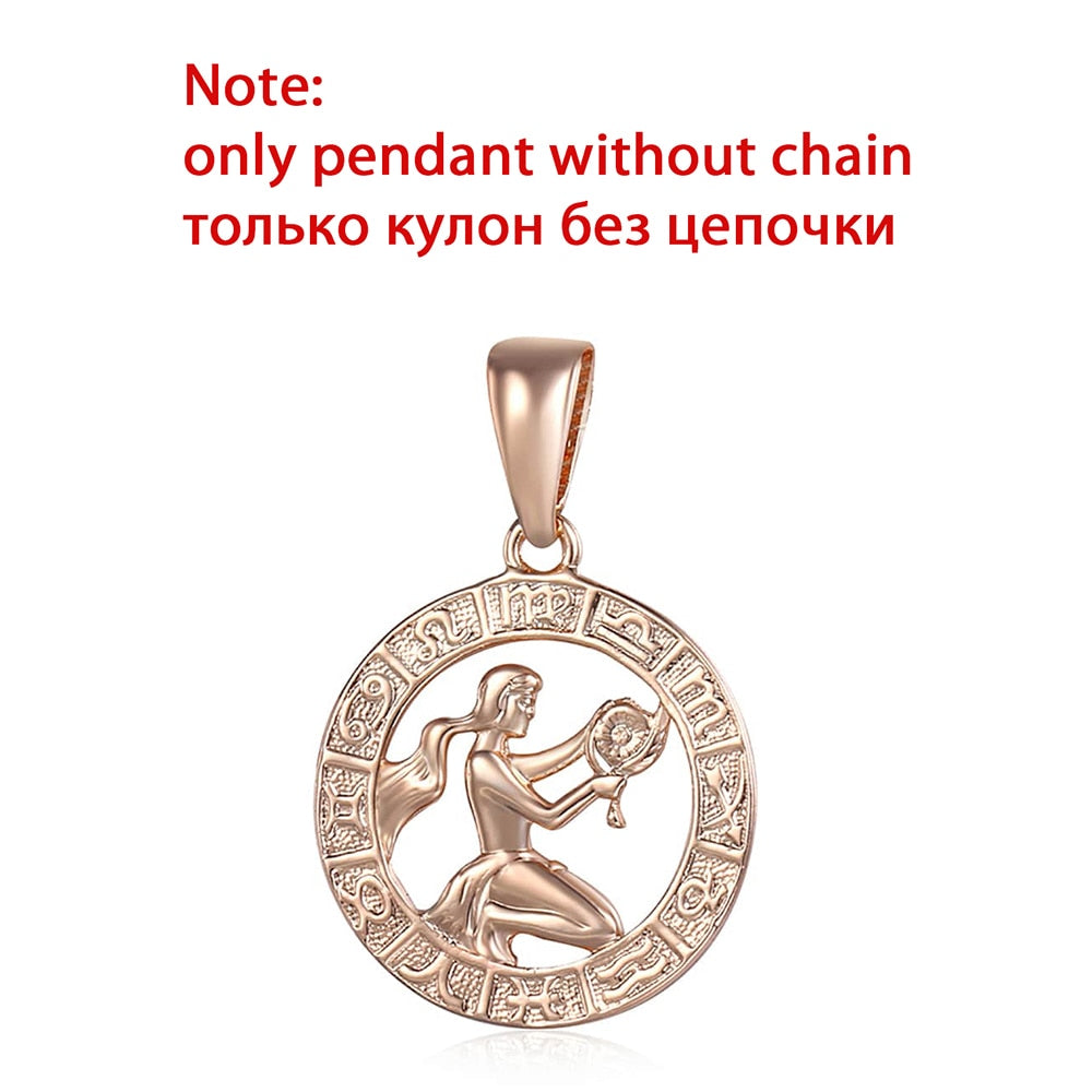 12 Zodiac Sign Constellations Pendants Necklaces For Women Men 585 Rose Gold Color Male Jewelry Fashion Birthday Gifts GPM16 - Quid Mart