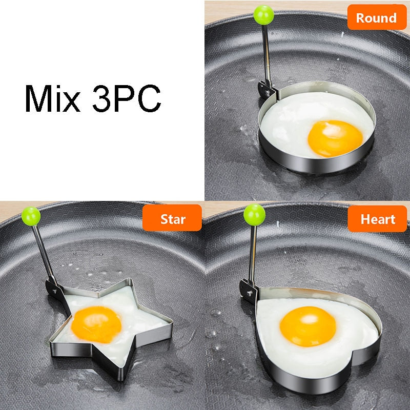 Stainless Steel 5Style Fried Egg Pancake Shaper Omelette Mold Mould Frying Egg Cooking Tools Kitchen Accessories Gadget Rings - Quid Mart