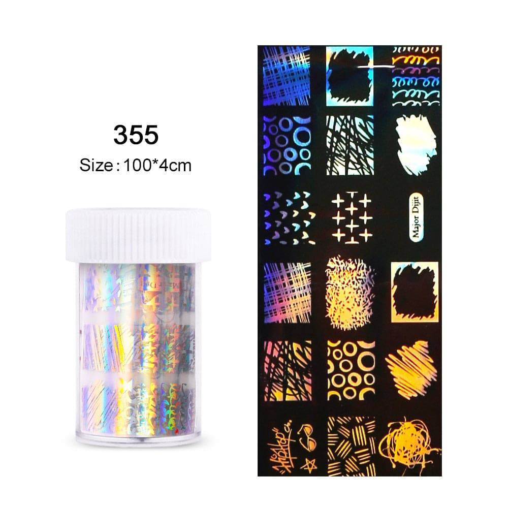 4*100cm/Roll Holographic Nail Foil Flame Dandelion Panda Bamboo Holo Nail Art Transfer Sticker Water Slide Nail Art Decals - Quid Mart