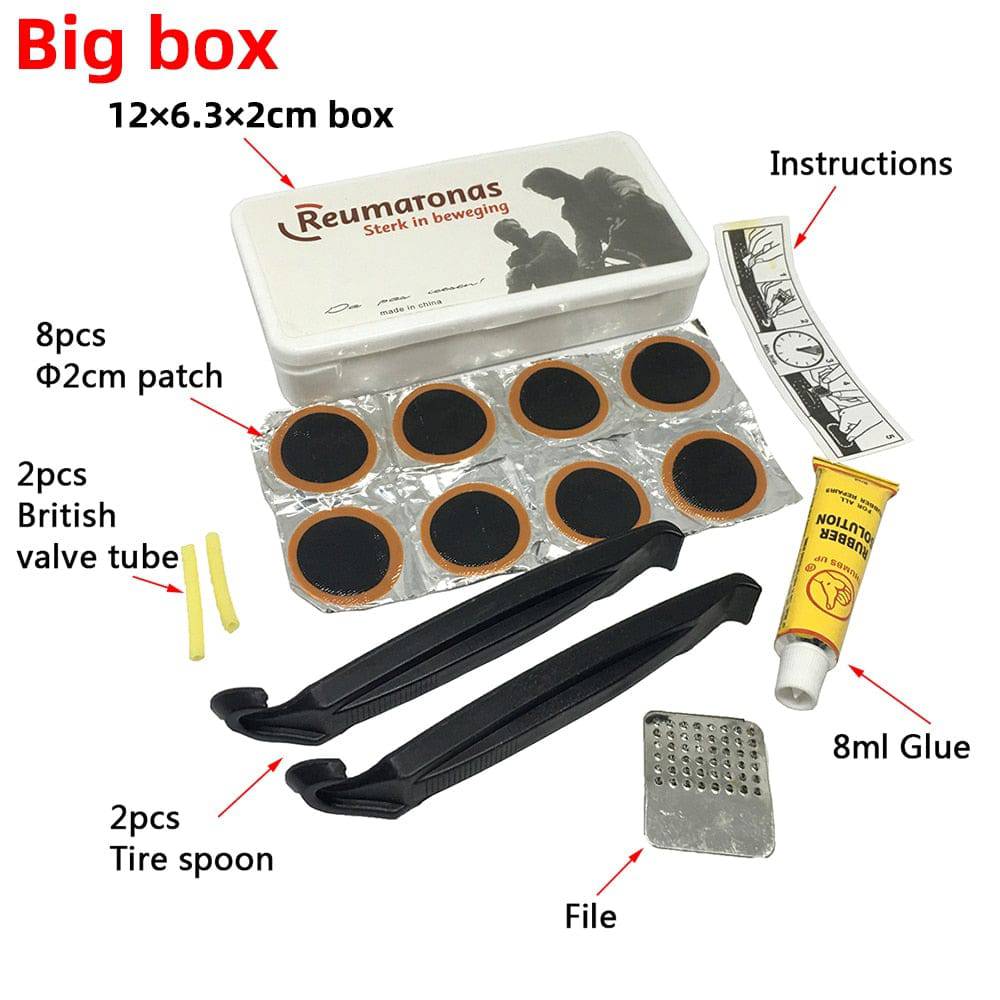 Brand New Bike Bicycle Flat Tire Repair Kit Tool Set Kit Patch Rubber Portable Fetal Best Quality Cycling Free Shipping - Quid Mart