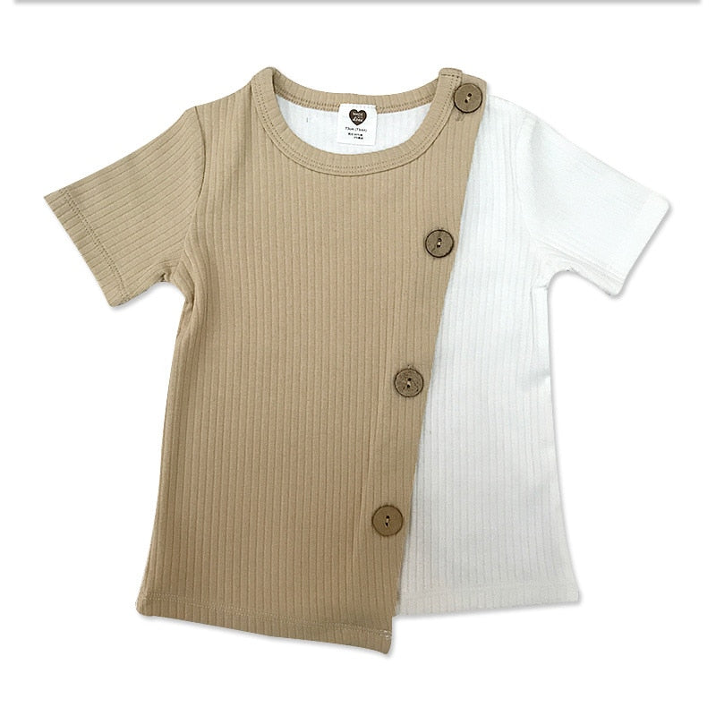 Kids T-shirt: Round Neck, Short Sleeves, Stylish, Ribbed - Quid Mart