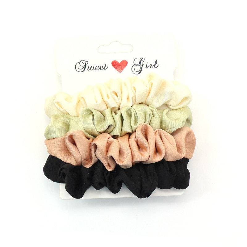 4/6 Pcs Woman Velvet Scrunchies - Fashion Hair Ties, Ponytail Holders - Quid Mart