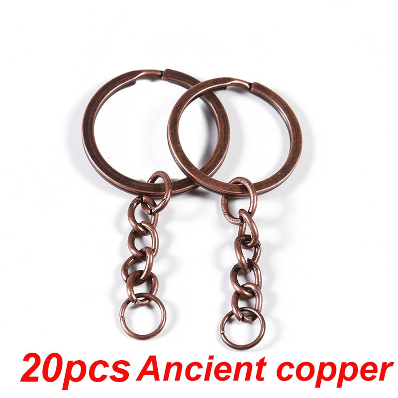 5-20pcs  Key Chain Key Ring Keychain Bronze Rhodium Gold Color 28mm Long Round Split Keyrings DIY Jewelry Making Wholesale - Quid Mart