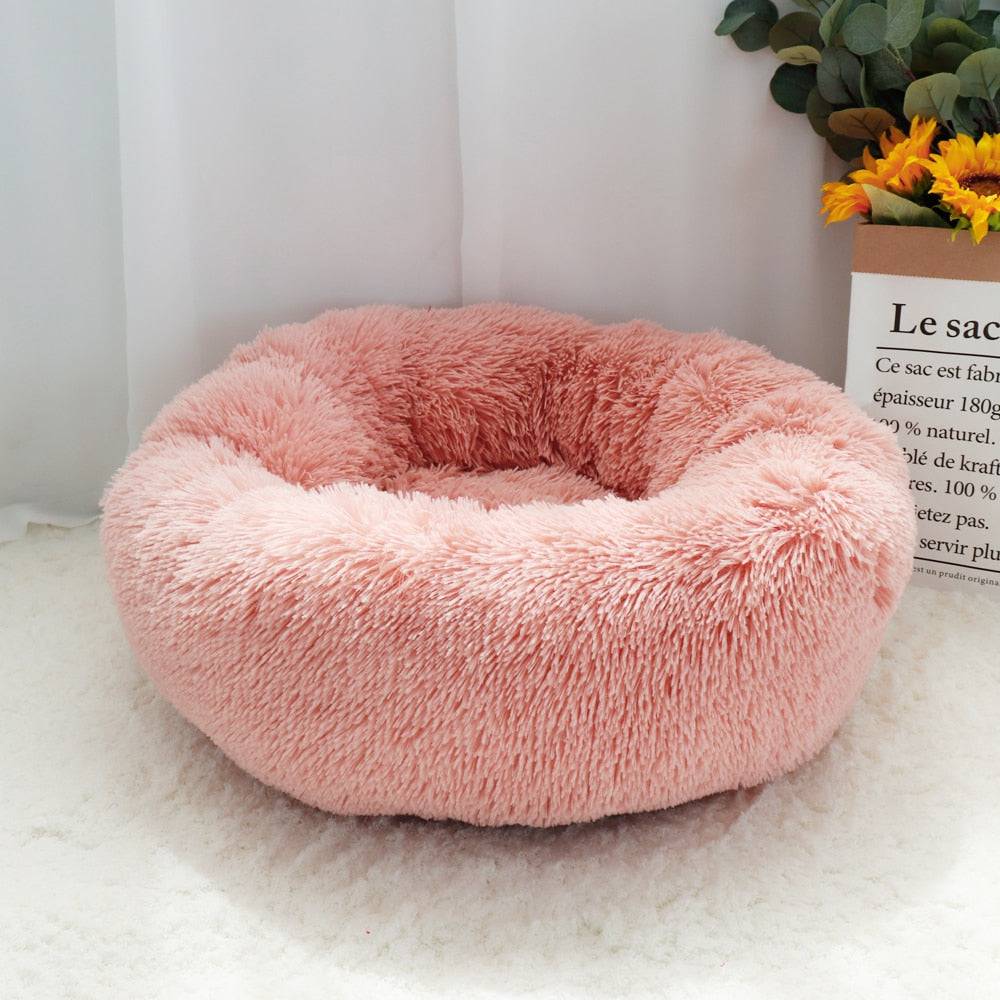 Pet Dog Bed Warm Fleece Round Dog Kennel House Long Plush Winter Pets Dog Beds For Medium Large Dogs Cats Soft Sofa Cushion Mats - Quid Mart