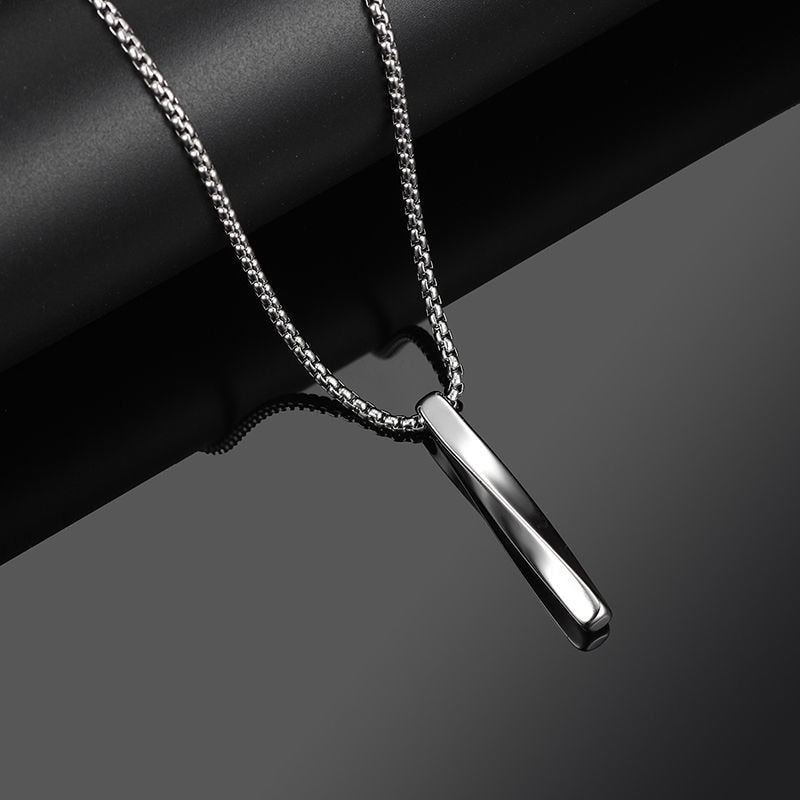 2023 Fashion New Black Rectangle Pendant Necklace Men collar Trendy Simple Stainless Steel Chain Men Necklace Jewelry Gift - Quid Mart