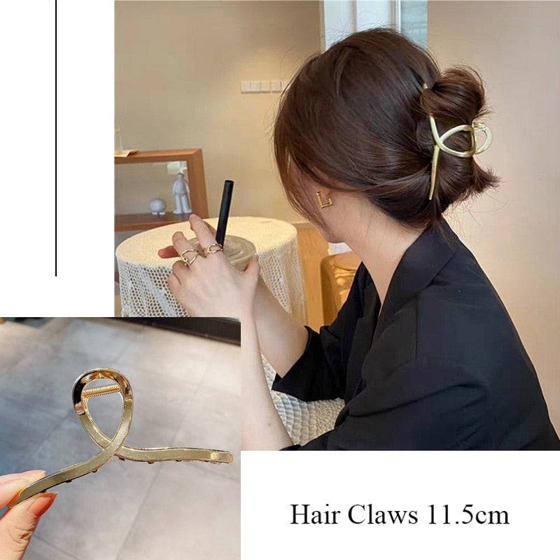 Metal Hair Claw - Women's Elegant Geometric Hairpin - Quid Mart