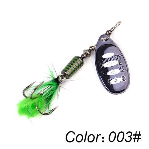 FTK 1pc Spinner Bait 7.5g 12g 17.5g Hard Spoon Bass Lures Metal Fishing Lure With Feather Treble Hooks For Pike Fishing - Quid Mart