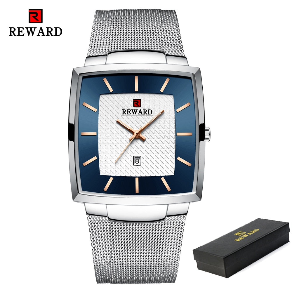 REWARD Fashion Blue Men&#39;s Watches 2023 New Top Luxury Brand Watch Men Business Waterproof Stainless Steel Quartz Wristwatch - Quid Mart