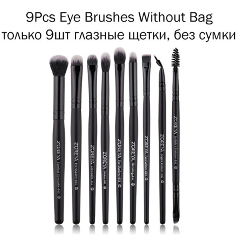 ZOREYA Black Makeup Brushes Set Eye Face Cosmetic Foundation Powder Blush Eyeshadow Kabuki Blending Make up Brush Beauty Tool - Quid Mart