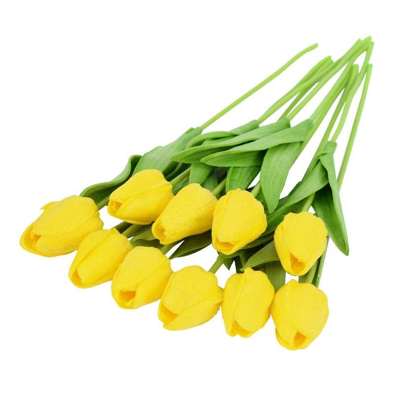 10 Real Touch Tulip Bouquets - PE Fake Flowers for Wedding, Home, and Garden Decor - Quid Mart