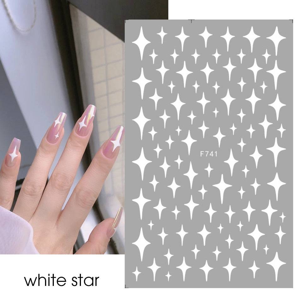 1pcs 3D Nail Sticker Black Heart Love Self-Adhesive Slider Letters Nail Art Decorations Stars Decals Manicure Accessories GLF740 - Quid Mart