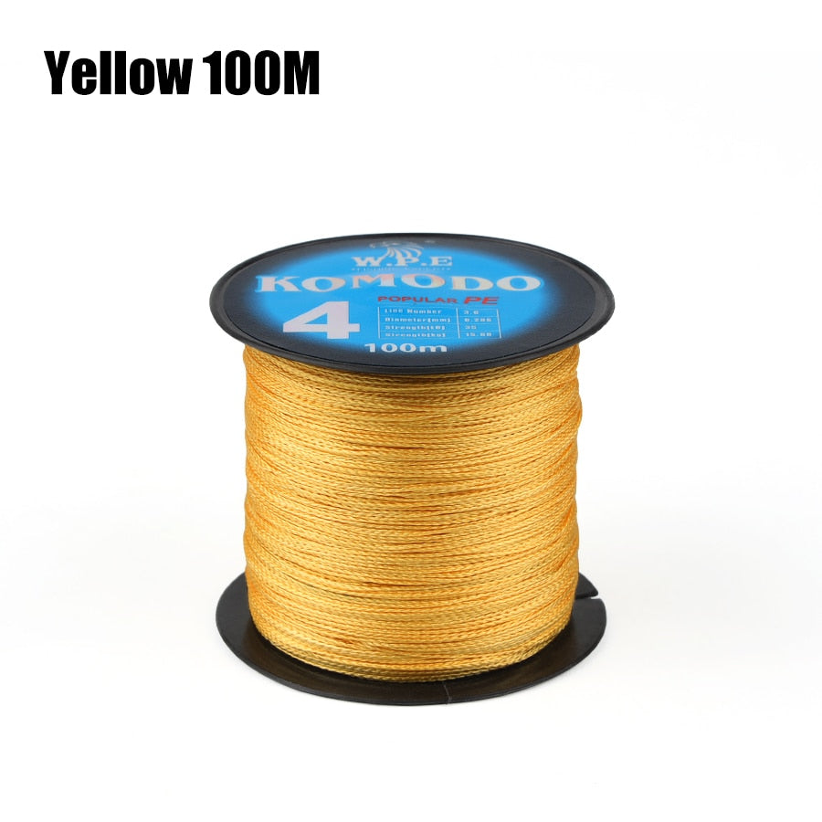 W.P.E KOMODO Series Braided Fishing Line 4 Strands 100M 150M 300M PE Braided Fishing Wire 0.6#-4.0# 10-40lb Carp Fishing Tackle - Quid Mart