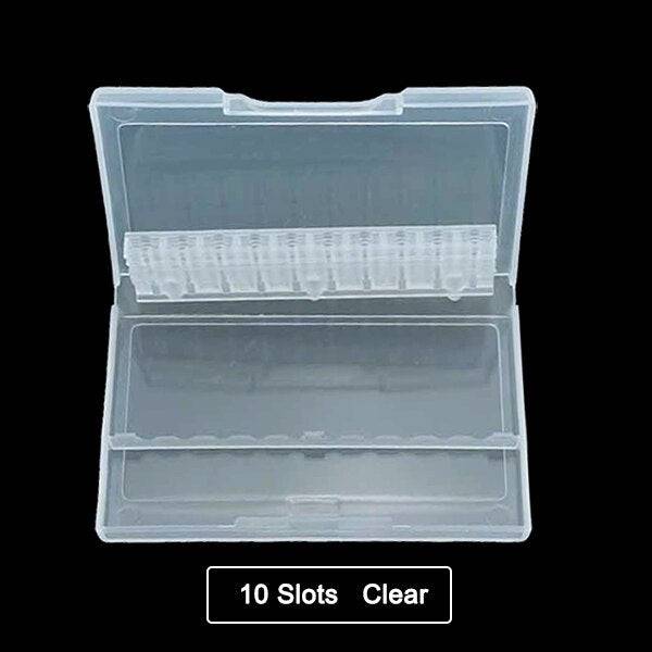 20 Slots Clear Nail Drill Bit Brush Plastic Storage Box Holder Container Manicure Cutters Display Nail Accessories Nail Art Tool - Quid Mart