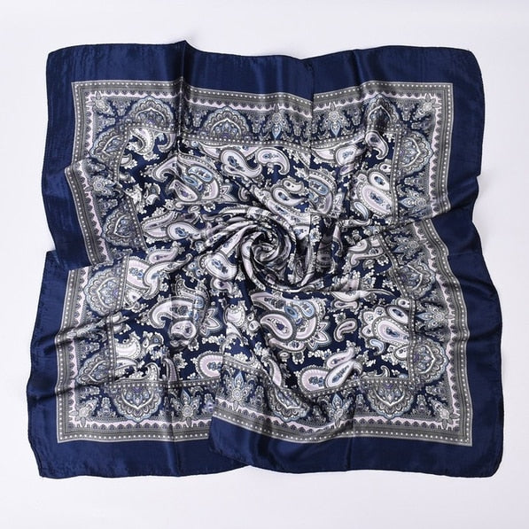 Satin Scarf: Luxury Designer, Retro Paisley Print, Small Bag Wrap for Women - Quid Mart